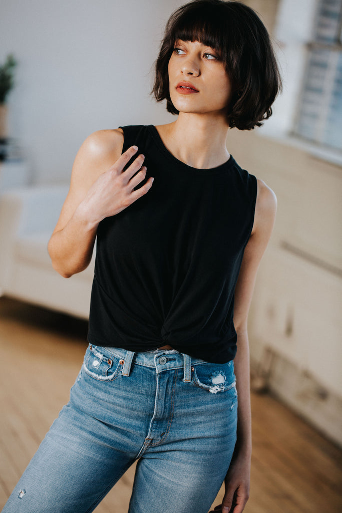 Trina Sleeveless Top in Black