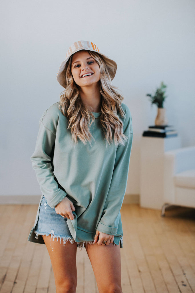 Jessa Tunic Sweatshirt in Sage - Nell and Rose