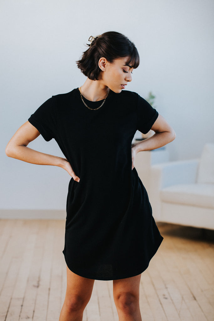Kat T-Shirt Dress in Black