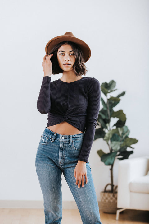 Mia Knot Top in Charcoal