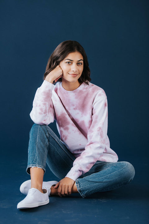 Marissa Tie Dye Sweatshirt in Mauve