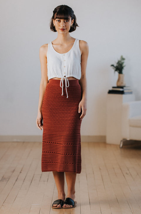Camille Crochet Skirt in Brick