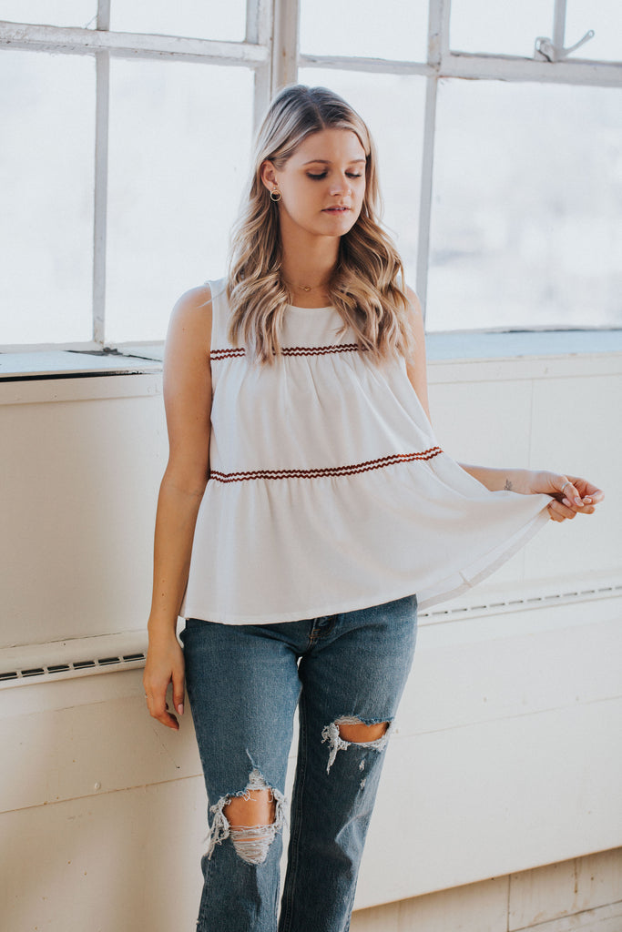 Maggie Sleeveless Tiered Top
