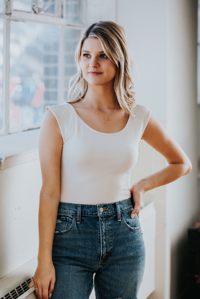 Jasmine Cross Back Bodysuit in Ivory