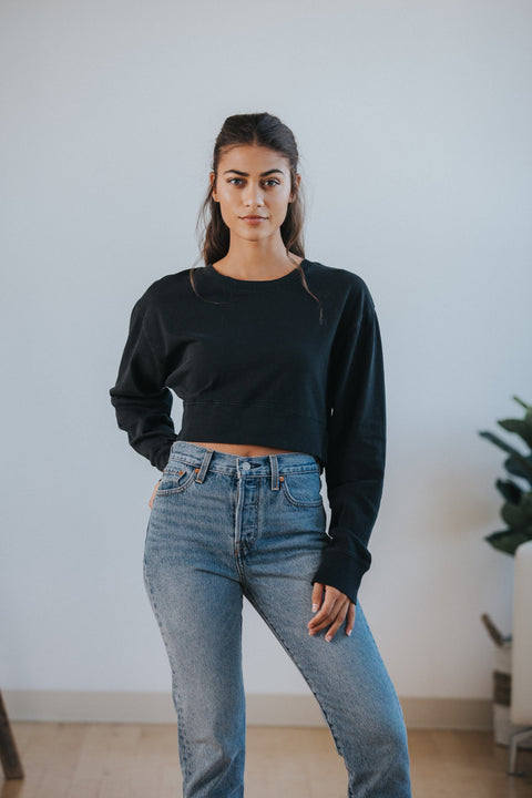 Everyday Crop Sweatshirt in Black - Nell and Rose